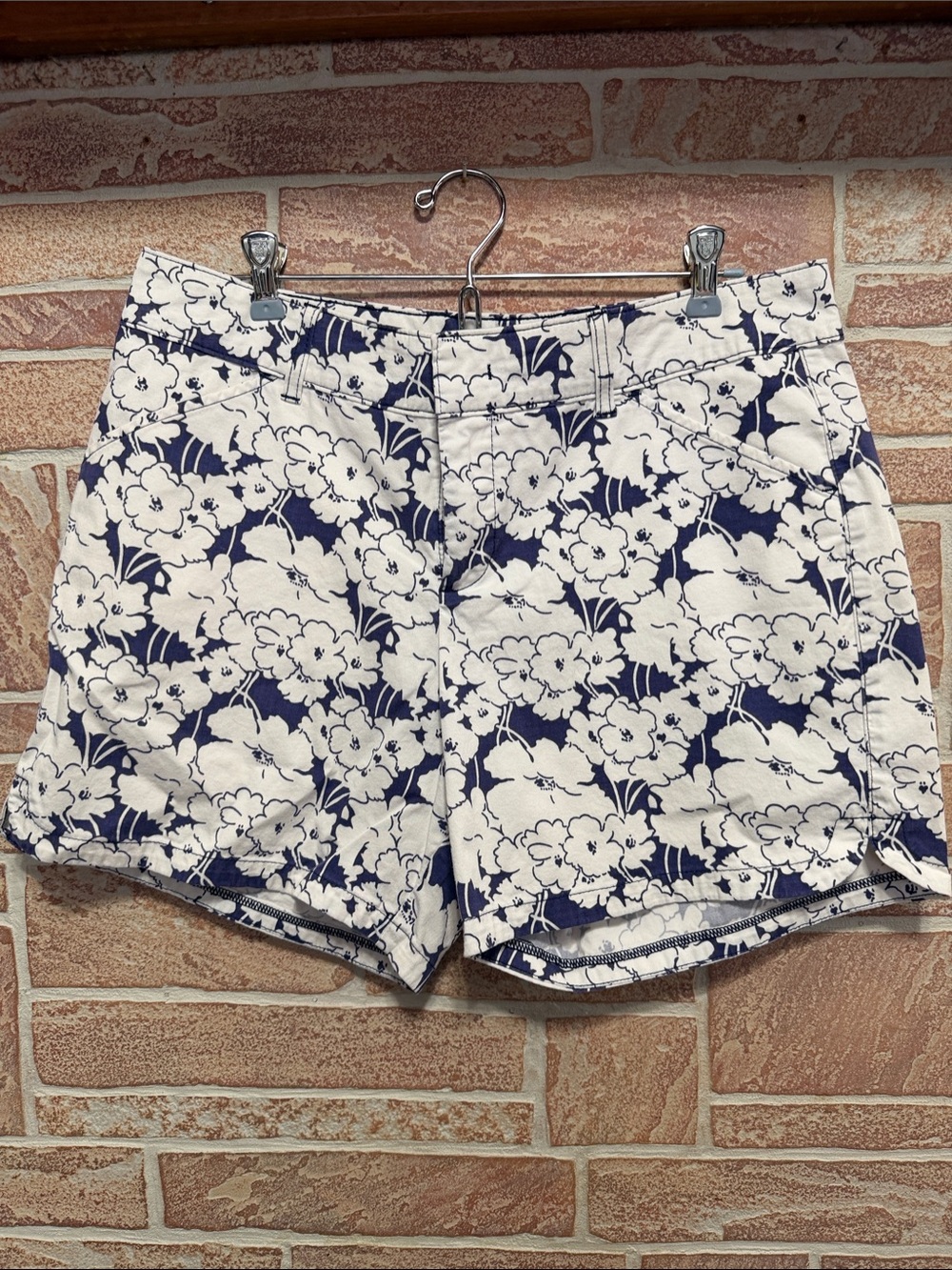 Lee Navy and White Floral Denim Shorts